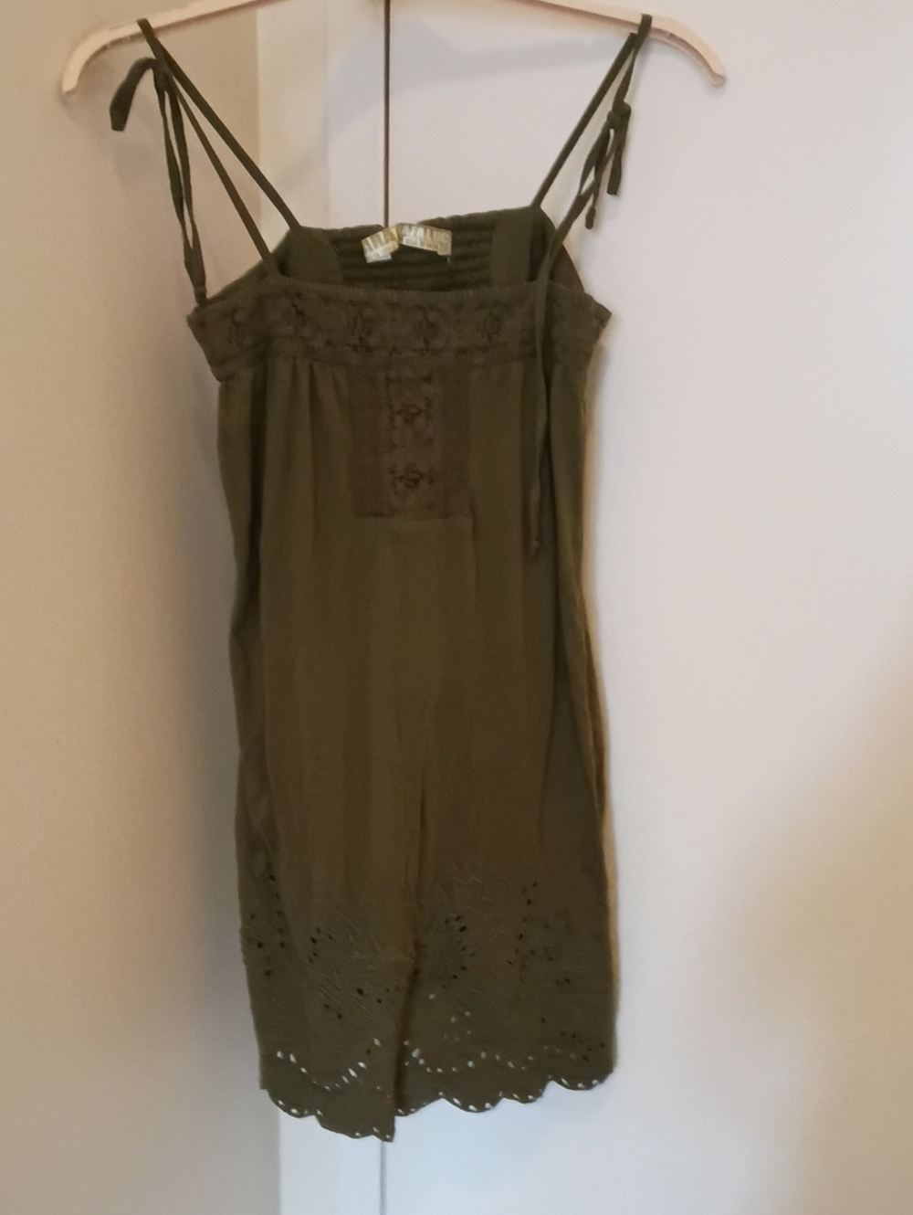 Zara Olive Green Mini Dress with Tie Straps